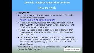 Karnataka  Online Senior Citizen Certificate [upl. by Atirahs]