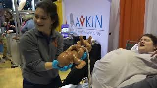 Avkin Demonstrates Wearable AvBirth Birthing Simulator at IMSH 2023 [upl. by Enileme245]