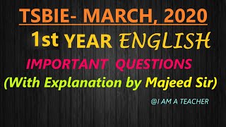 TSBIE IPE 1st YEAR ENGLISH IMPORTANT QUESTIONS With Explanations  ANNOTATIONS AND QUESTIONS [upl. by Ardyaf]