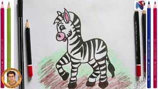 Drawing  How to draw Zebra  Cute animal drawing  Easy drawing for beginners  Rashid Newton [upl. by Hsepid282]