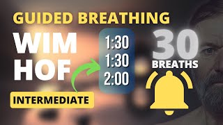 Best Guided Breathing  Wim Hof 3 Rounds INTERMEDIATE 30 BREATHS NO VOICE on retention [upl. by Bible]