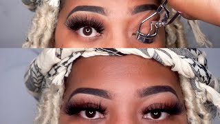 HOW TO APPLY FALSE EYELASHES ON CURLY LASHES BEGINNER FRIENDLY [upl. by Rehtae456]