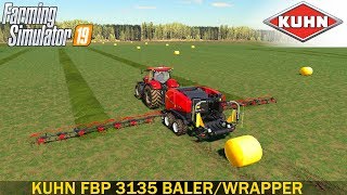 Farming Simulator 19  KUHN FBP 3135 BALERWRAPPER WITH WINDROWER OPTION [upl. by Dorahs220]