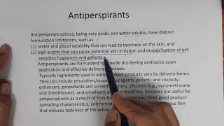 Part 97 Deodorants and antiperspirants Formulation principles Science of cosmetics and [upl. by Nylarahs]