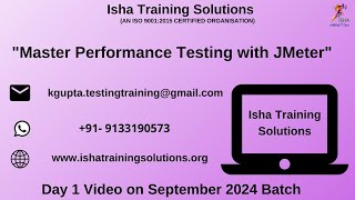 Master Performance Testing with JMeter Day1 on 6th Sept 2024 WhatsApp us 919133190573to enroll [upl. by Ainar249]