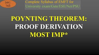 EMFT  Lec 165  Mathematical Proof of Poynting Theorem  R K Classes  Join Telegram Channel 4 PDF [upl. by Adallard571]