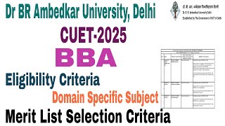 Dr BR Ambedkar University Delhi CUET 2025 BBA Eligibility Criteria Cut Off fees Form 202526 [upl. by Aisena]