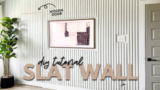 DIYing a Slat Wall in my Bedroom  a hidden door to our home office  Full Tutorial [upl. by Kcire]