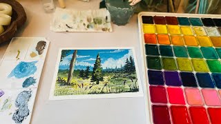 Studio Ghibli Painting  Landscape Painting with Gouache  Paint withMe gouache [upl. by Else]