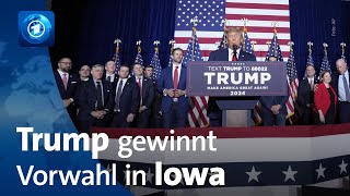 ExPräsident Trump gewinnt Vorwahl der Republikaner in Iowa [upl. by Enorahs852]