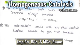 Homogeneous Catalysis Reaction with Mechanisms  Physical Chemistry  ImpFor BScmamp MScExams [upl. by Rice490]