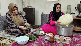 Azerbaijani Dolma Recipe  Delicious Dolma in village  Cabbage [upl. by Adnopoz]