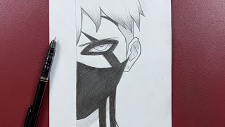 Easy anime sketch  how to draw a boy wearing face mask stepbystep  kawaki [upl. by Hardan578]