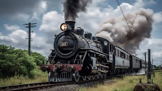 steam locomotive amazing steam train crossing a country road [upl. by Eugnimod240]