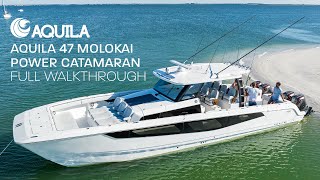 Aquila 47 Molokai Power Catamaran  Full Walkthrough [upl. by Madalena]