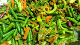 How to Cook Fried Long Beans  Resipi Kacang Panjang Goreng  Indian Style Cooked Long Beans  GR [upl. by Otsenre]