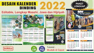 Free 4 Desain Kalender Dinding 2022 LENGKAP Masehi Jawa Hijriyah CDR amp PSD  Coreldraw Photoshop [upl. by Stafford]