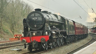 LMS 46115 Scots Guardsman at LancasterCarlisle  The Cumbrian Mountain Steam Express  18 Feb 17 [upl. by Mikiso]