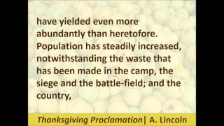 Thanksgiving Proclamation  Abraham Lincoln  1863  Hear the Text [upl. by Alla]