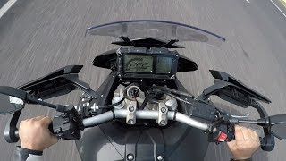 Yamaha MT09 Tracer top speed and wobble test [upl. by Mayrim]