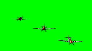 Airplane P51 Mustang in formation flight  greenscreen effects  free use [upl. by Coopersmith]