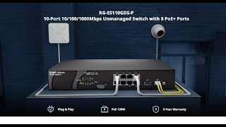 RUIJIE REYEE RGES110GDSP 10Port 101001000Mbps Unmanaged Switch with 8 PoE Ports Subtitle [upl. by Nylicaj]