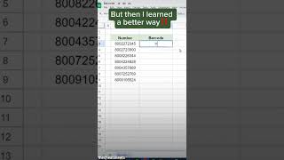 Barcodes in gsheet excel excelworld cellsinexcel exceltips exceleverywhere [upl. by Sucrad680]