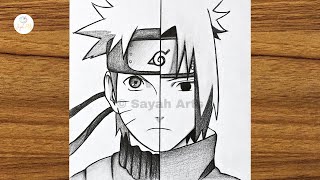 How to draw Naruto Vs Sasuke  How to draw anime step by step  Easy drawing ideas for beginners [upl. by Etnuaed21]