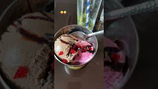 Ice cream Chocolate strawberry with cherries yt travel mountains roadtrip icecream chocolate [upl. by Dynah]