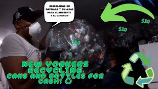 NEW YORKERS RECYCLING CANS AND BOTTLES FOR CASH ♻️ 12500 CONTAINERS REDEEMED nycvlog trucking [upl. by Mellar]