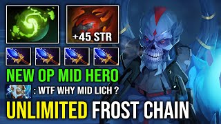 NEW OP MID HERO 1 Shot Unlimited Frost Chain with Heart of Tarrasque Refresher Lich Mid Dota 2 [upl. by Assylla685]