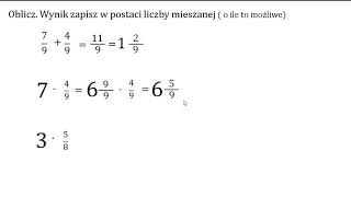 Działania na ułamkach zwykłych Przykłady II [upl. by Amin526]