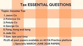 ACCA Tax Essential Questions  Punya Aggarwal  beingacca [upl. by Arnold]