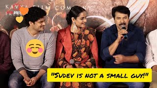 Mammooty about Sudev Nair quotHe is not a small playerquot during Mamangam Hindi Trailer Mumbai Promotions [upl. by Elly316]