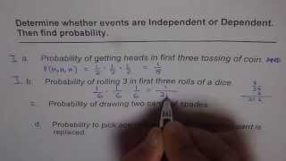 Identify Independent and Dependent Events and Find Probability [upl. by Neuburger]