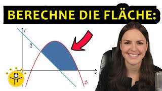 FLÄCHE zwischen zwei Graphen und xAchse – Integralrechnung Flächenberechnung [upl. by Corny]