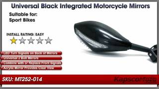 Universal Black Integrated Motorcycle Mirrors for Street Sport Bikes [upl. by Bellis]