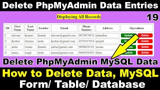 How to Delete Record from database HTML PHP Web PagePHP MySQL CRUD  Delete Data Tutorial in Hindi [upl. by Enwahs]