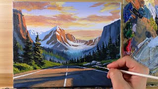 How to Paint Country Road  Acrylic Painting  Correa Art [upl. by Elram]