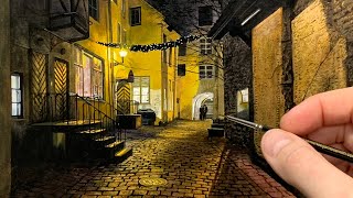 Painting a Realistic Night Scene with Oil  Time Lapse [upl. by Nylsoj742]