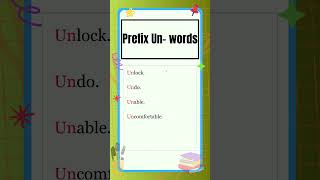 Prefixes  10 Prefix quotUnquot words  English Grammar  The Study Corner  shorts prefix [upl. by Darrick799]