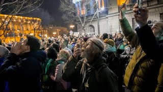 Serbian opposition leaders and protesters rally in Belgrade claiming election was rigged [upl. by Nerred]