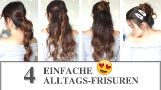 4 SCHNELLE FRISUREN für LANGE HAARE  ALLTAG ARBEIT SCHULE UNI [upl. by Mide]