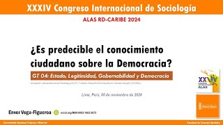 ¿Es predecible el conocimiento ciudadano sobre la Democracia  Ponencia ALAS RDCaribe 2024 [upl. by Okeim]