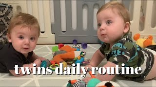 daily routine of 8 month old twins [upl. by Nnaacissej731]