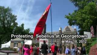 Protesting proabortion Kathleen Sebelius at Georgetown University [upl. by Lucy]