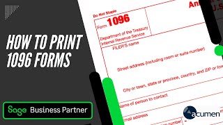 How to Print 1096 Forms for Sage 300 [upl. by Anatola667]