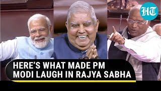 PM Modi cracks up as Kharge’s joke leaves Rajya Sabha in splits  Watch What Happened [upl. by Aisatan]