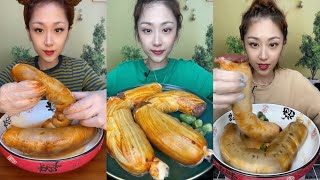 Mukbang Eating Show 먹방  Spicy Chinese Foods Blood Sausage ASMR Soslu Çin yemekleri [upl. by Damal]