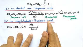 Book Ex 1preparation of propanoic acid from an alcohol an alkyl halide and alkene [upl. by Scherle]